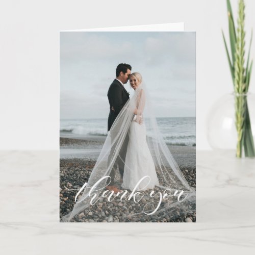 Elegant Script Wedding Photo Thank You