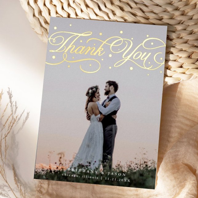 Elegant Script Wedding Photo Thank You Card (Creator Uploaded)