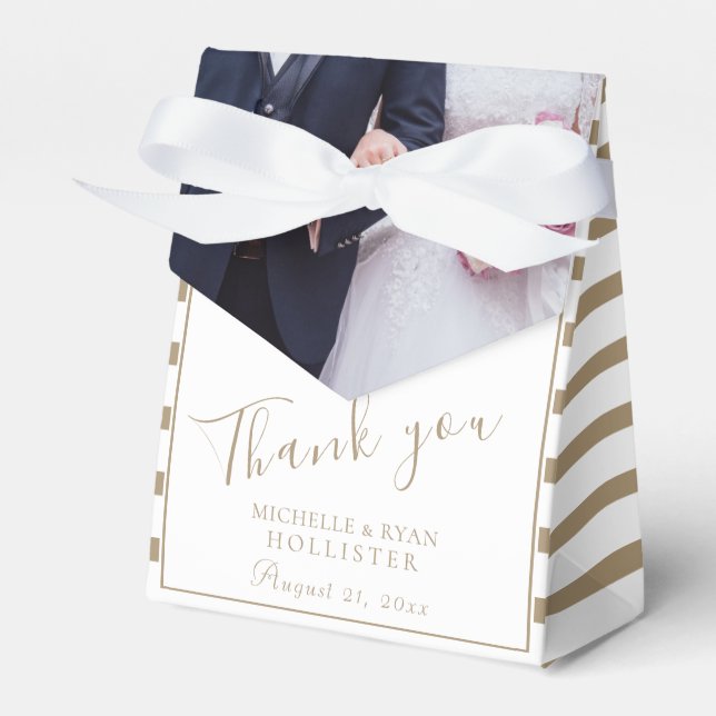 Elegant Script Wedding Photo Thank you Favor Boxes (Front Side)