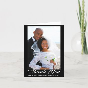 Elegant Script Wedding Photo Thank You Note by HappyMemoriesPaperCo at Zazzle