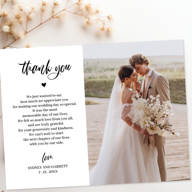 Elegant Script Wedding Photo Thank You Postcard (Creator Uploaded)