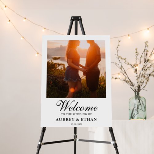 Elegant Script Wedding Photo Welcome Sign