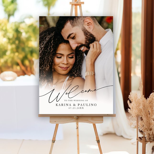 Elegant Script Wedding Photo Welcome Sign (Creator Uploaded)