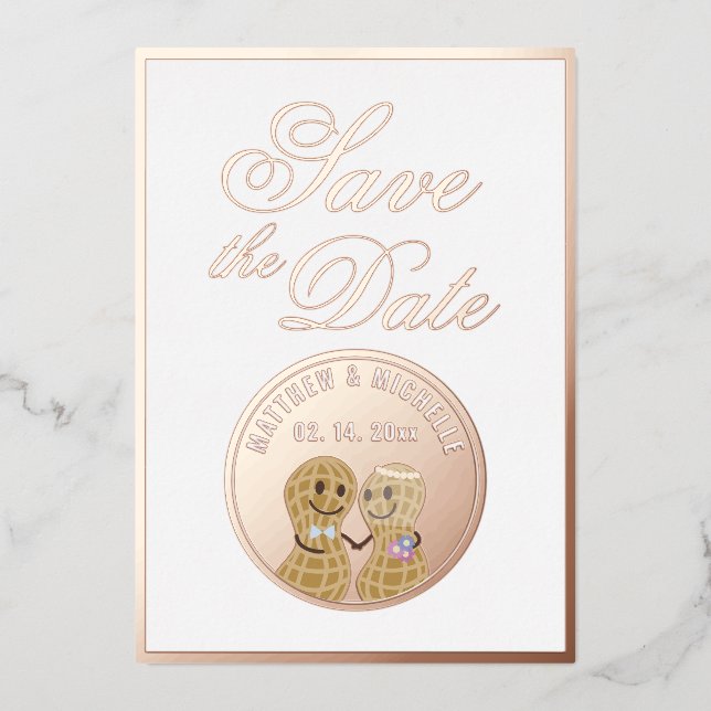 Elegant Script Wedding Picture Save The Date Foil Invitation (Front)