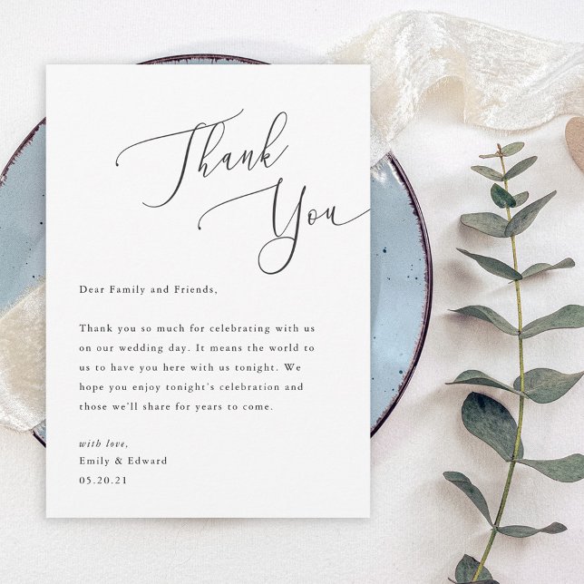 Elegant Script Wedding Place Setting Thank You (Creator Uploaded)