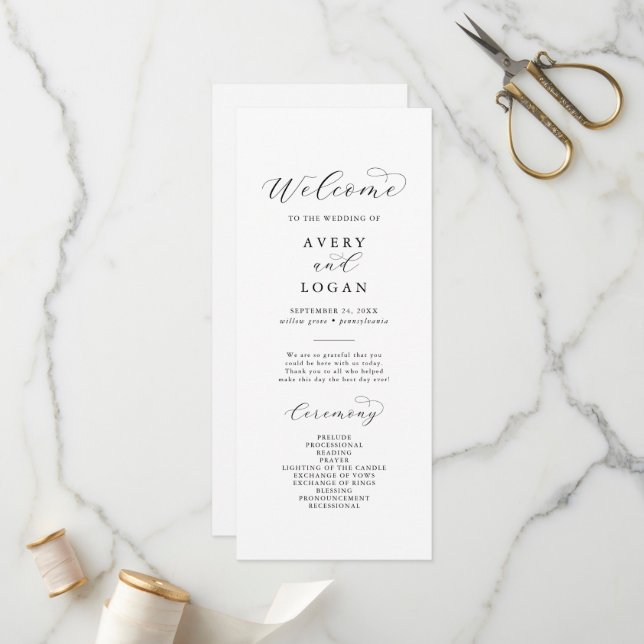 Elegant Script Wedding Program (Front/Back In Situ)