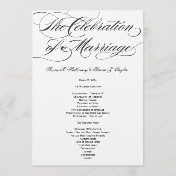 Elegant Script  Wedding Program - Black by OrangeOstrichDesigns at Zazzle