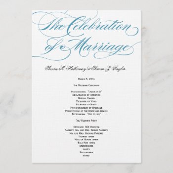 Elegant Script  Wedding Program - Blue by OrangeOstrichDesigns at Zazzle