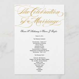 Elegant Script Wedding Program - Gold