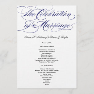 Elegant Script  Wedding Program - Navy
