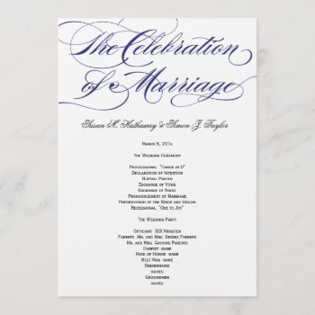 Elegant Script  Wedding Program - Navy by OrangeOstrichDesigns at Zazzle