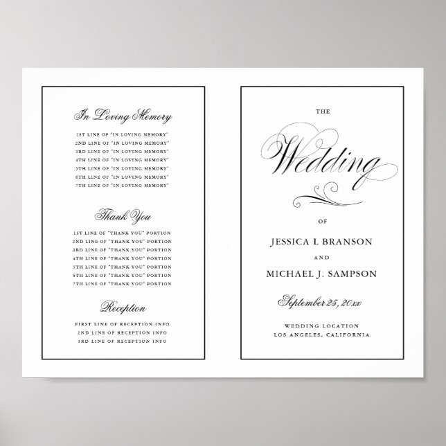 Elegant Script Wedding Program Outside Download Poster (Front)
