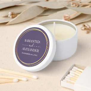 Elegant script wedding purple minimalist plain mini candle favors