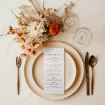 Elegant Script Wedding Reception Dinner Menu<br><div class="desc">This is an modern, elegant wedding menu featuring minimalist layout and unique font. All colors are editable. // For matching designs, search "ALICE" in the Sincerely By Nicole Zazzle store. * If you like this design but don't see it available for something you are looking for, please reach out to...</div>