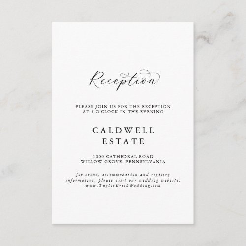 Elegant Script Wedding Reception Insert Card