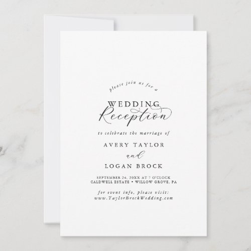 Elegant Script Wedding Reception Invitation