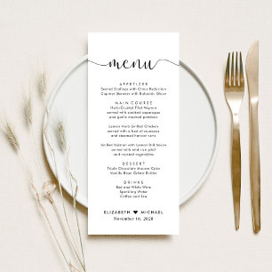 Elegant Script Wedding Reception Menu