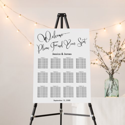 Elegant Script Wedding Reception Seating Chart Foam Board