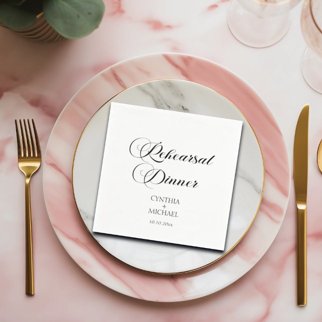 Elegant Script Wedding Rehearsal Dinner Napkins (Creator Uploaded)