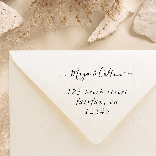 Elegant Script Wedding Return Address Rubber Stamp