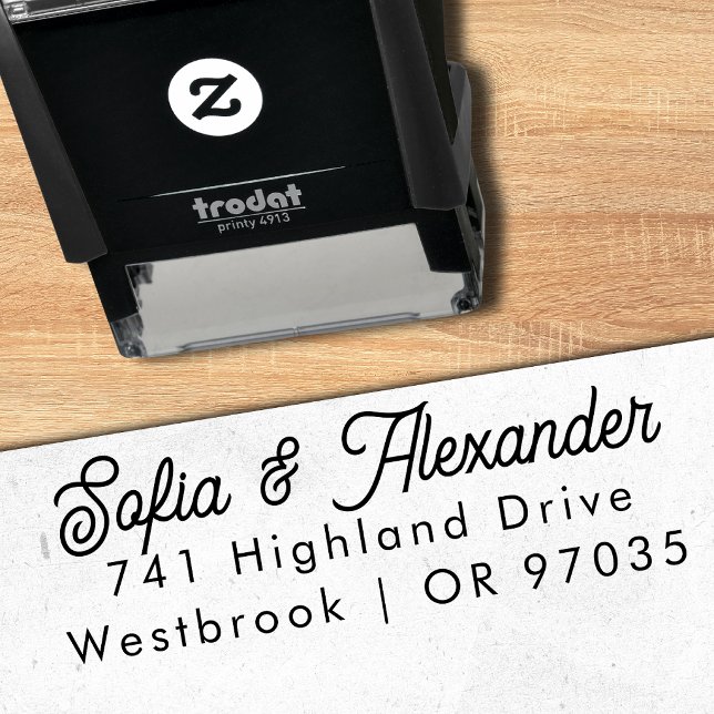Elegant Script Wedding Return Address Self-inking Stamp (Creator Uploaded)