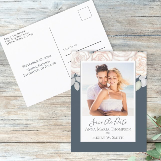 Elegant Script Wedding Save the Date Photo Postcard (Creator Uploaded)
