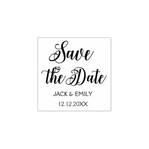 Elegant Script Wedding Save the Date Rubber Stamp