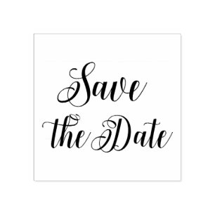 Elegant Script Wedding Save the Date Rubber Stamp