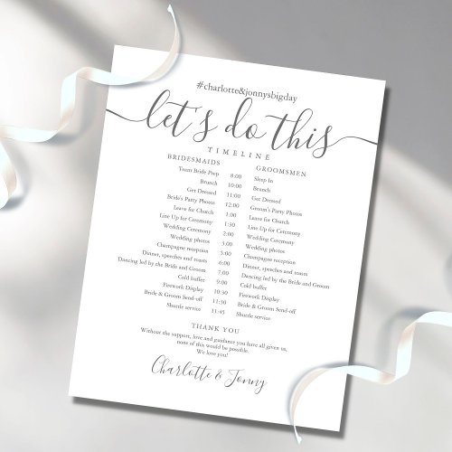 Elegant Script Wedding Schedule Timeline