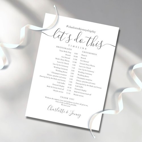 Elegant Script Wedding Schedule Timeline Program