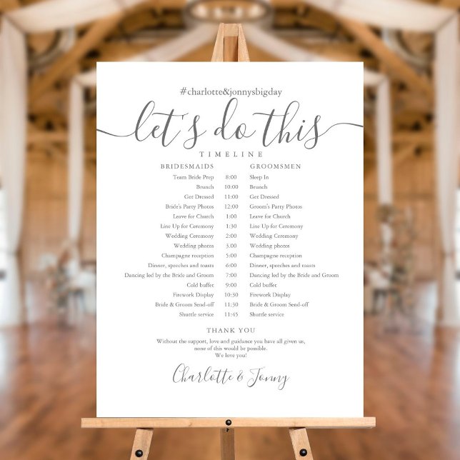 Elegant Script Wedding Schedule Timeline Sign (Creator Uploaded)