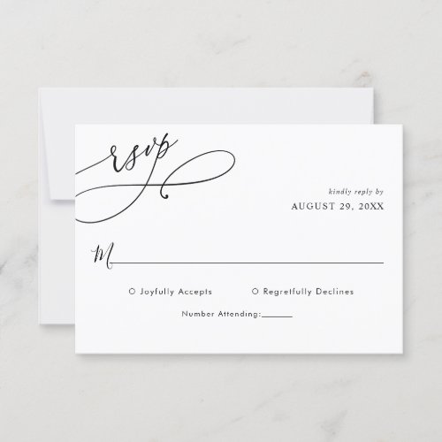 Elegant Script Wedding Simple Rsvp Card - Designed to coordinate with our Romantic Script wedding collection, this customizable RSVP card, features a sweeping script calligraphy text paired with a classy serif & modern sans font in black with a frosted sage green back. Matching items available.