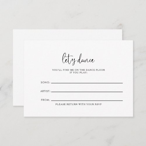 Elegant Script Wedding Song Request Card