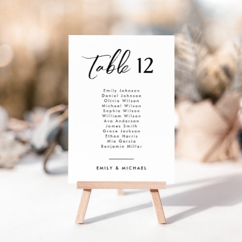 Elegant Script Wedding Table Number  Names
