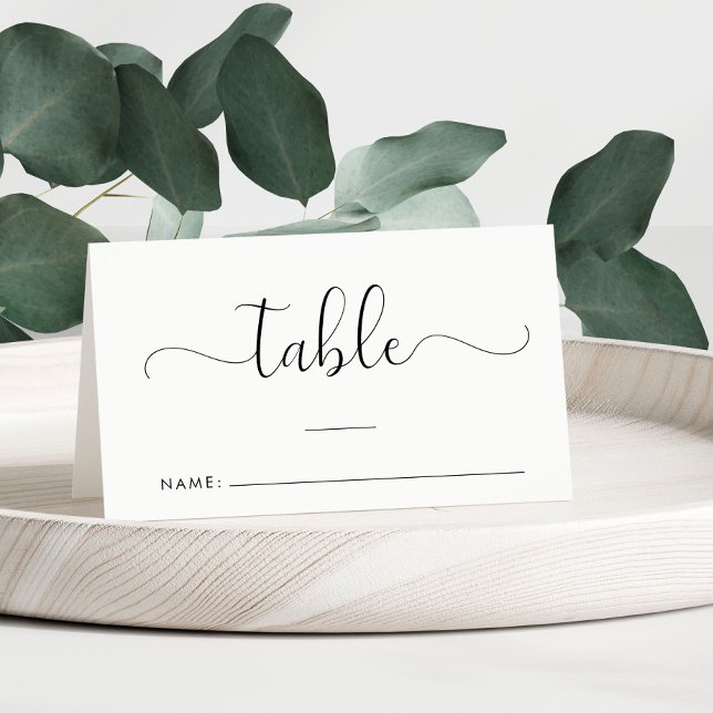 Elegant Script Wedding Table Number Place Card (Creator Uploaded)