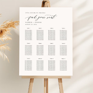 Elegant Script Wedding Table Seating Chart Foam Board