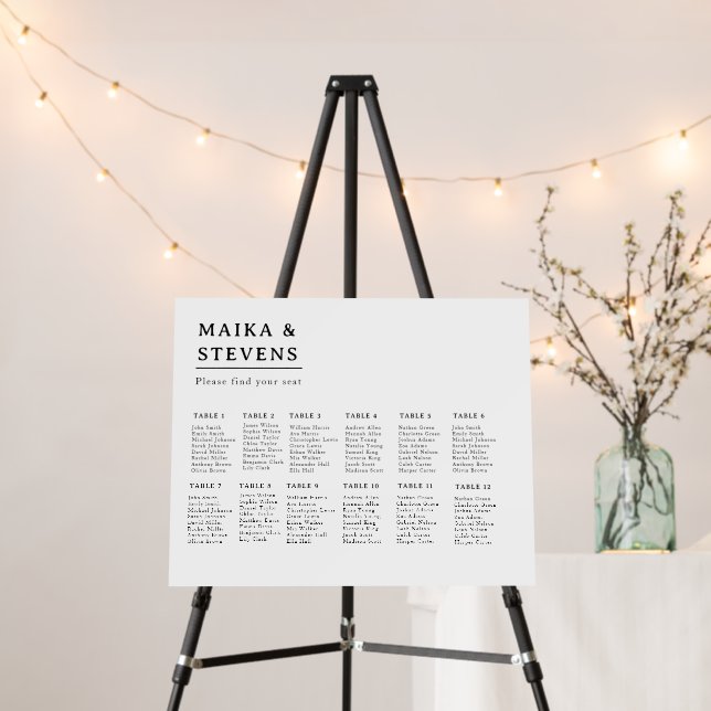 Elegant Script Wedding Table Seating Chart Foam Foam Board (In Situ (Stand))