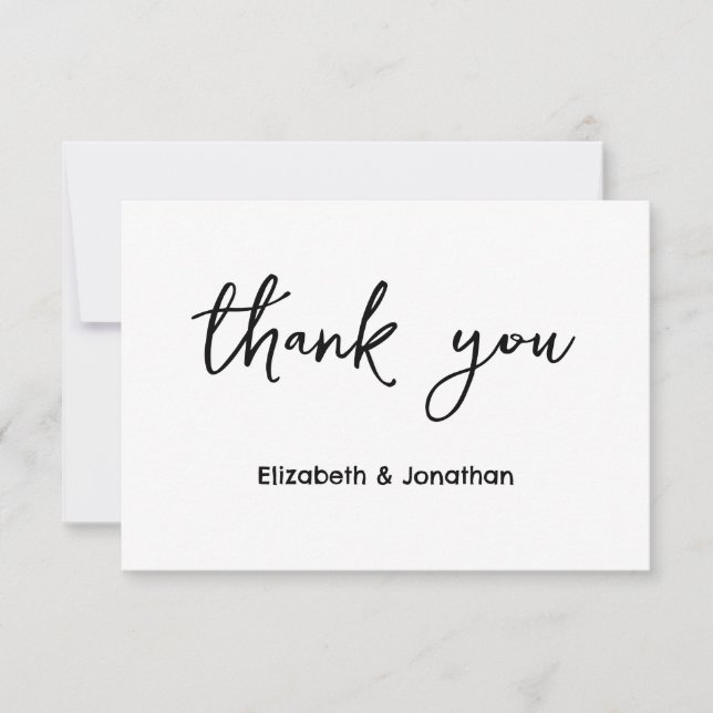 Elegant Script Wedding Thank You Card (Front)