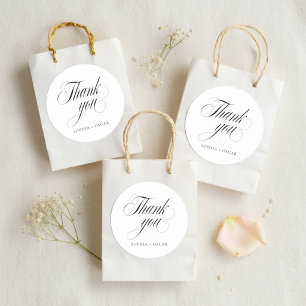Elegant Script Wedding Thank You  Classic Round Sticker