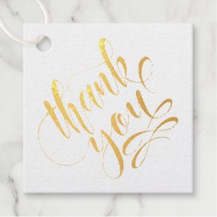 Elegant Script Wedding Thank You Foil Favor Tags