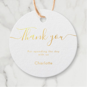 Elegant Script Wedding Thank You Foil Favor Tags