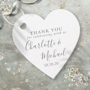 Elegant Script Wedding Thank You Heart Favor Tags