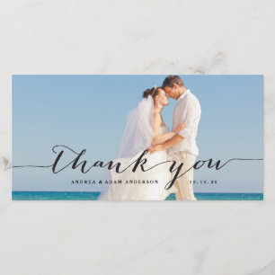 Elegant Script Wedding Thank You Photo Card