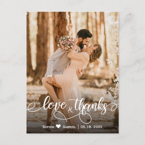 Elegant Script Wedding Thank You Photo Postcard