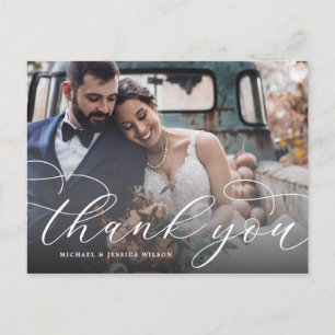 Elegant Script Wedding Thank You Postcard