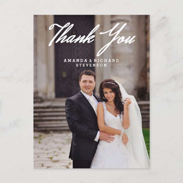 ELEGANT SCRIPT WEDDING THANK YOU POSTCARD (Front)