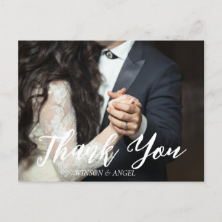 Elegant Script Wedding Thank You Postcard