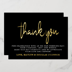Elegant Script Wedding Thank You Real Foil Invitation