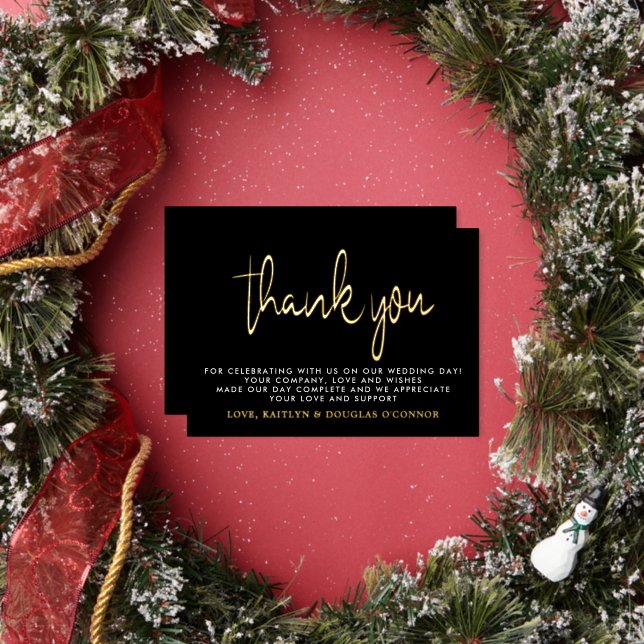 Elegant Script Wedding Thank You Real Foil Invitation (Insitu)