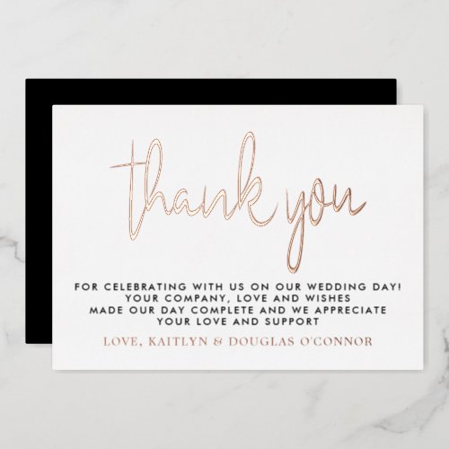 Elegant Script Wedding Thank You Real Foil Invitation